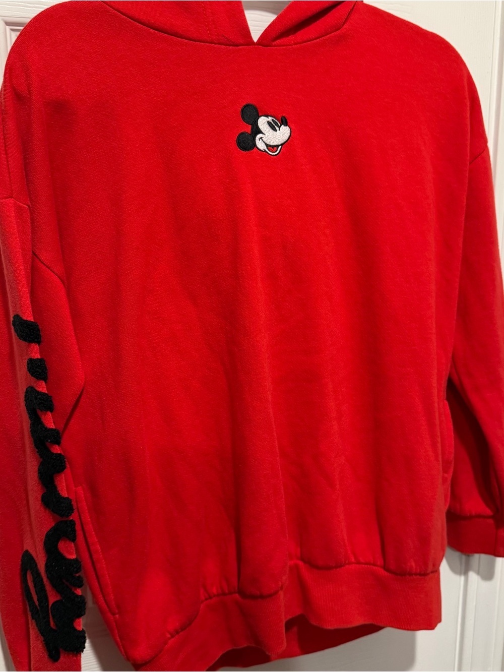 Disney Red Hoodie with Embroidered Mickey Face